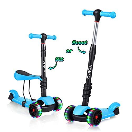 besrey Trottinette Pliable pour Enfant de 2 à 10 Ans, Trottinette Enfant 3 Roues débutante avec Roues Lumineuses, Hauteur réglable, Bleu